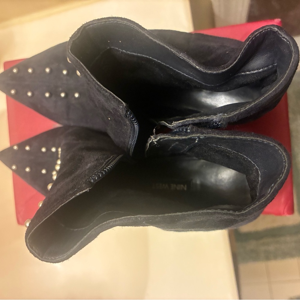 Nine West Black Pointed Toe Studded Ankle Booties